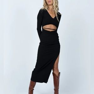 Princess Polly NOA MIDI DRESS BLACK